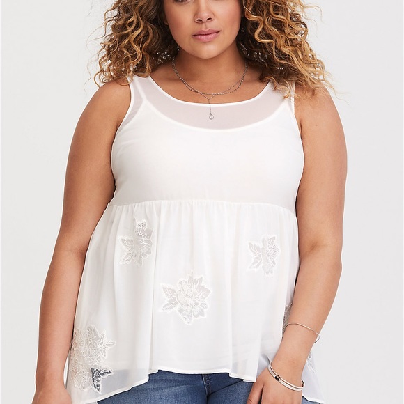 Torrid White Semi Sheer Ciffon Tank - Picture 3 of 6